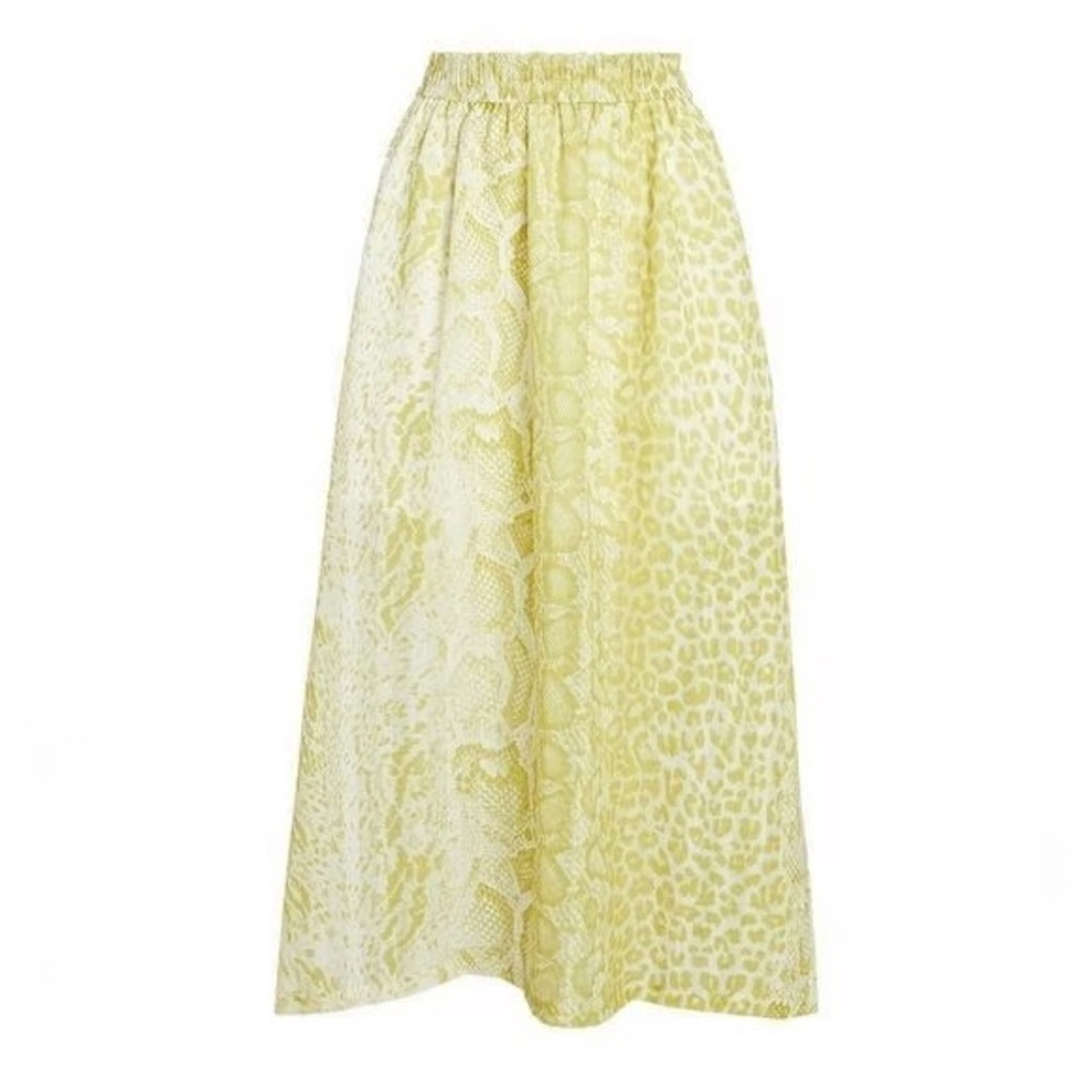 All Saints Yellow Animal Print Maxi Skirt